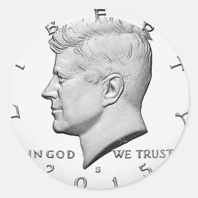 Sticker Rond John Fitzgerald Kennedy Demi dollar (Devant)