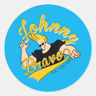 Sticker Rond Johnny Bravo Graphisme sportif