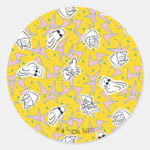 Sticker Rond Johnny Bravo Motif de caractères