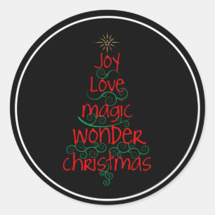 Sticker Rond Joie ・ Amour ・ Magie ・ Merveilleuse ・ Noël