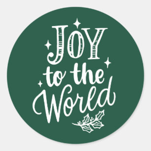 Sticker Rond Joie au Monde Lettrisme Vert Forêt de Noël