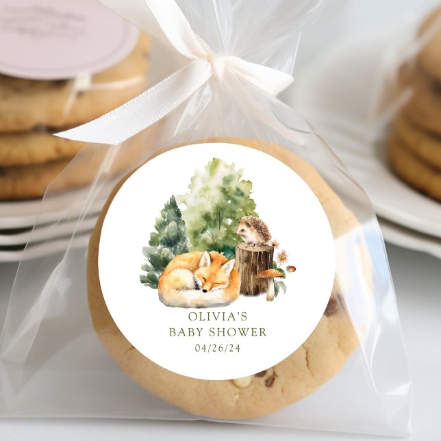 Sticker Rond Joie de la Nature Renard Baby Shower (Créateur téléchargé)