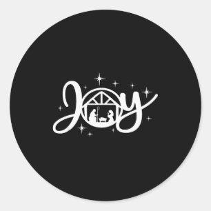 Sticker Rond Joie de Noël chrétienne Jésus Scène de Nativité Fo