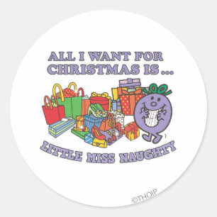Sticker Rond Joie de Noël de la petite Miss Naughty