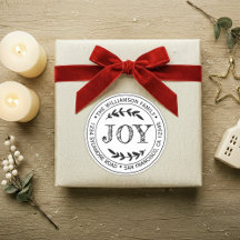 Joie de Noël moderne rustique ronde adresse de ret