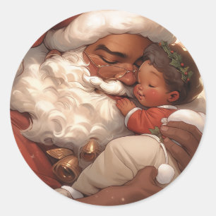 Sticker Rond Joie de Père Noël noire