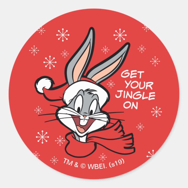Sticker Rond Joie des Fêtes de Bugs Bunny™ (Devant)
