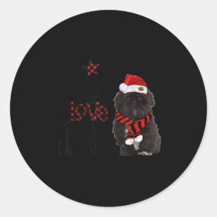 Sticker Rond Joie Espoir Amour Paix Noël Shih Tzus Noirs 2020