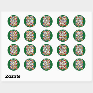 Sticker Rond Joie Paix Amour - Couleur de fond personnalisée