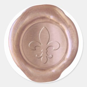 Sticker Rond Joint de cire de Faux - or rose - Fleur De Lis
