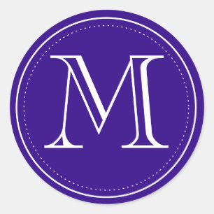 Sticker Rond Joint d'enveloppe de monogramme de marine par des