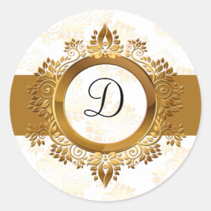 Sticker Rond joint d'enveloppe de monogramme d'or