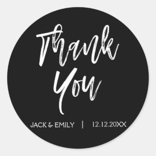 Sticker Rond Joint noir d'enveloppe de Merci