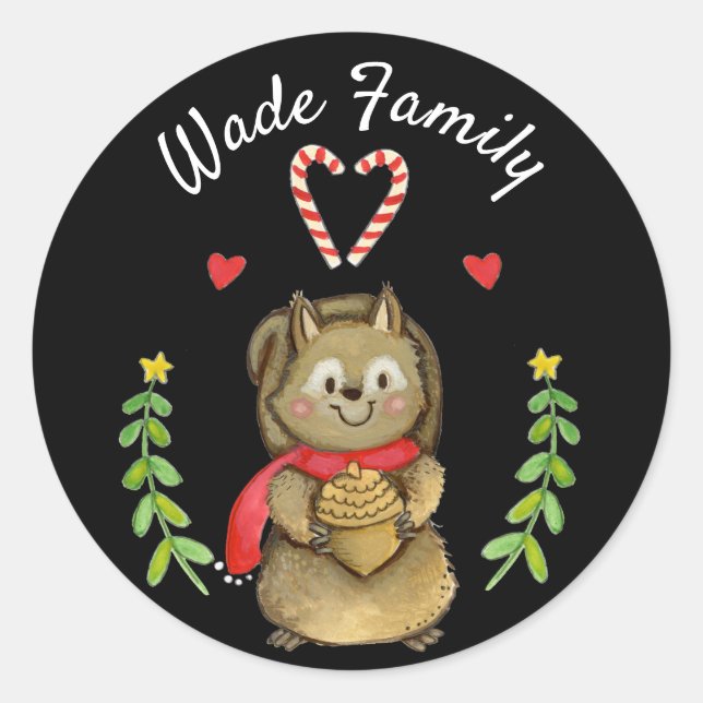 Sticker Rond Joints d'enveloppe d'écureuil de vacances de style (Devant)