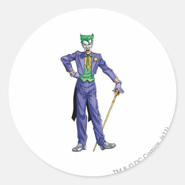 Sticker Rond Joker se tient avec Cane (Devant)