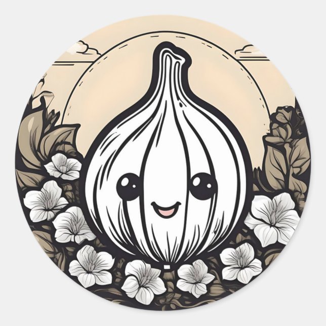 Sticker Rond Joli Ail Avec Fleurs (Devant)