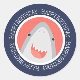 Sticker Rond Joli anniversaire pour le requin mignon