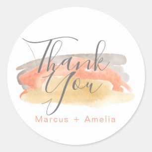 Sticker Rond Joli aquarelle minimaliste Merci Mariage
