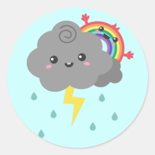 Sticker Rond Joli arc-en-ciel derrière chaque nuage foncé