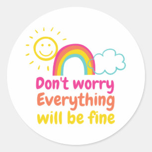 Sticker Rond Joli arc-en-ciel, soleil et nuage  