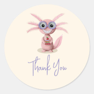 Sticker Rond Joli Axolotl Merci