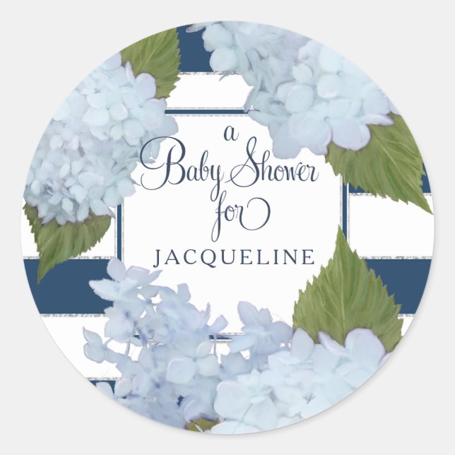 Sticker Rond Joli Baby shower blanc de l'Élégante Marine Bleue  (Devant)