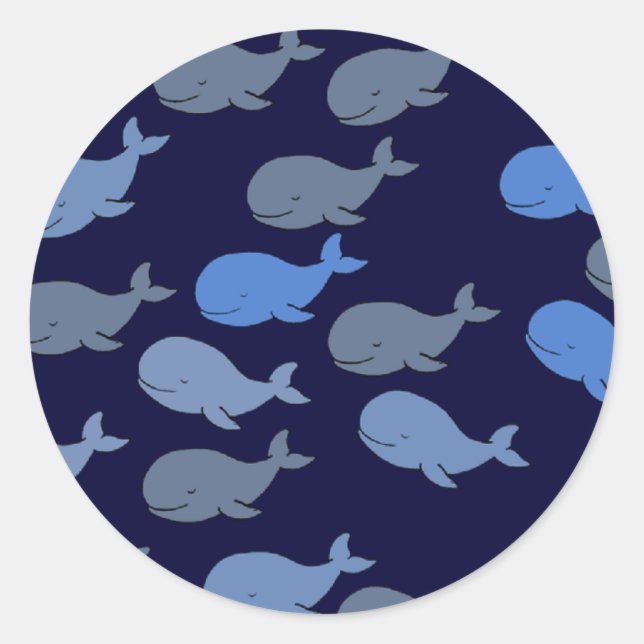 Sticker Rond joli baleine bleu (Devant)