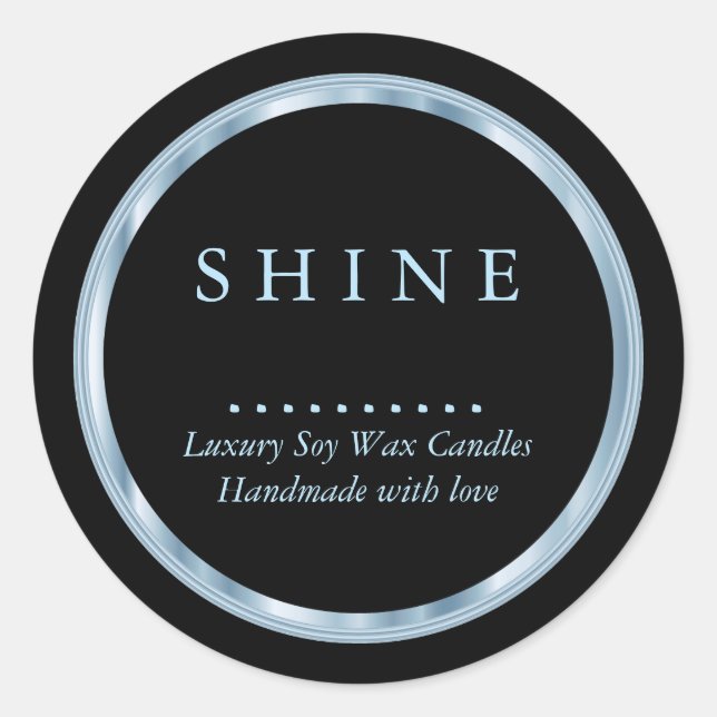 Sticker Rond Joli bébé métallique bleu et noir (Devant)