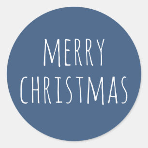 Sticker Rond Joli Bleu Ardoise Hiver Joyeuses Fêtes de Noël C