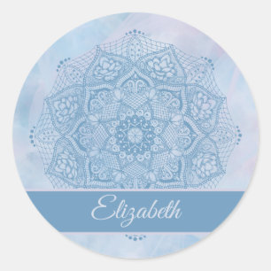 Sticker Rond Joli bleu Sacré Lotus Fleur Fleur de fleurs Mandal