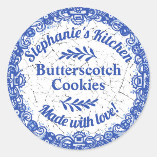 Sticker Rond Joli Blue Willow Produits de cuisson personnalisés