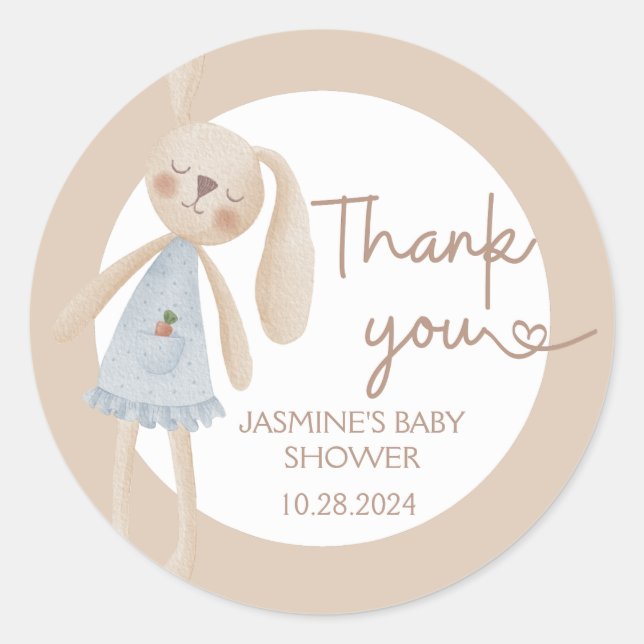 Sticker Rond Joli Boho Oh Baby Bunny Merci (Devant)