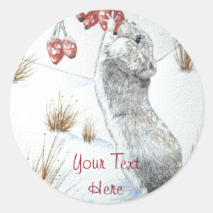 Sticker Rond joli bois souris neige scène faune noël