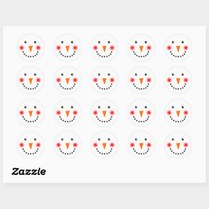Sticker Rond Joli bonhomme de neige joyeux et souriant en vacan