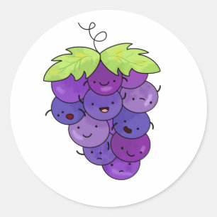 Sticker Rond Joli Bunch De Raisins Kawaii