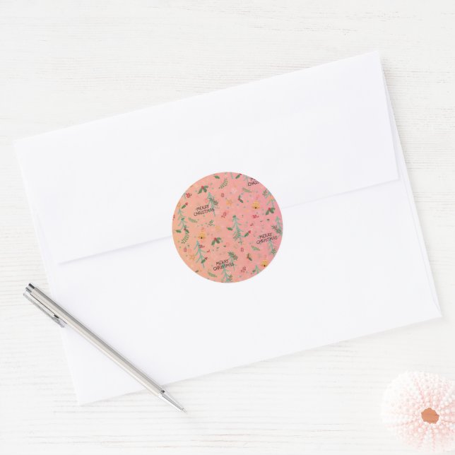 Sticker Rond Joli cadeau de Noël  (Enveloppe)
