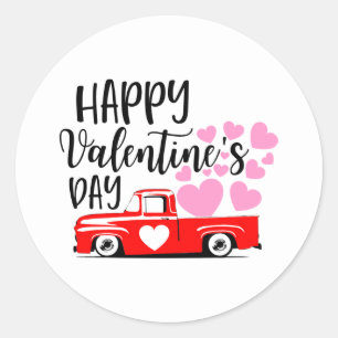 Sticker Rond Joli camion de campagne Joyuse Saint-Valentin