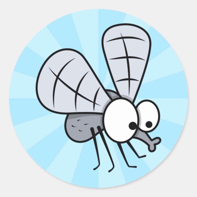 Sticker Rond Joli Cartoon House Fly (Devant)