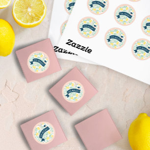 Sticker Rond Joli citron jaune Baby shower botanique