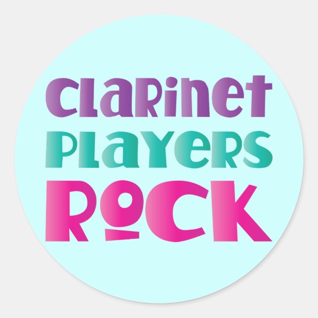Sticker Rond Joli Clarinet Joueurs Rock Music Cadeau (Devant)
