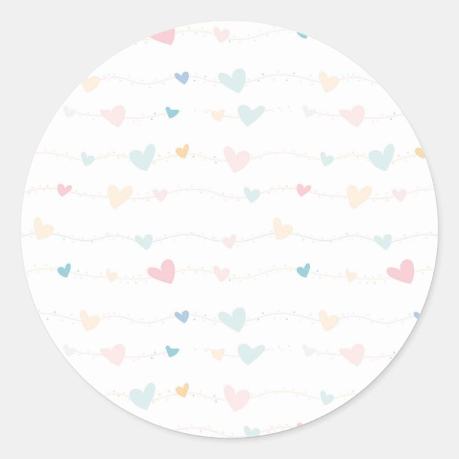 Sticker Rond Joli Coeur Pastel (Devant)