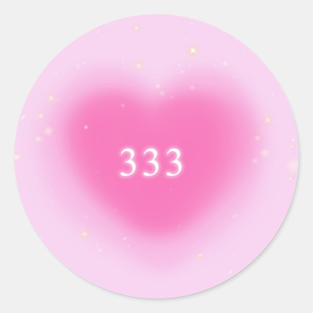 Sticker Rond Joli Coeur rose Angel esthétique Numéro 333 (Devant)