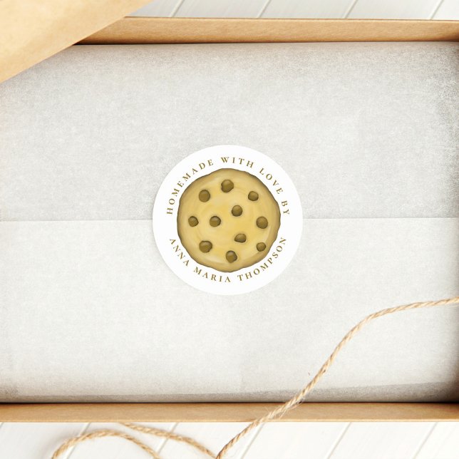 Sticker Rond Joli cookie fantaisiste fait maison avec amour  (Créateur téléchargé)