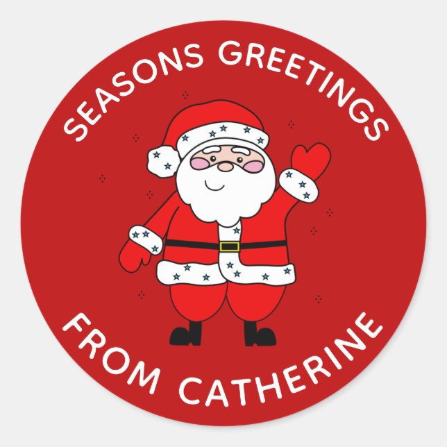Sticker Rond Joli dessin Père Noël Noël rouge (Devant)