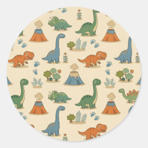 Sticker Rond Joli Dino