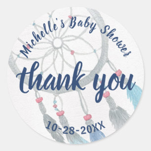 Sticker Rond Joli Dreamcatcher Boho Baby shower Merci