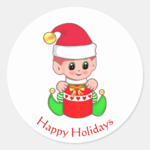 Sticker Rond Joli elfe de Noël
