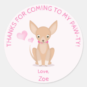 Sticker Rond Joli en Chihuahua rose