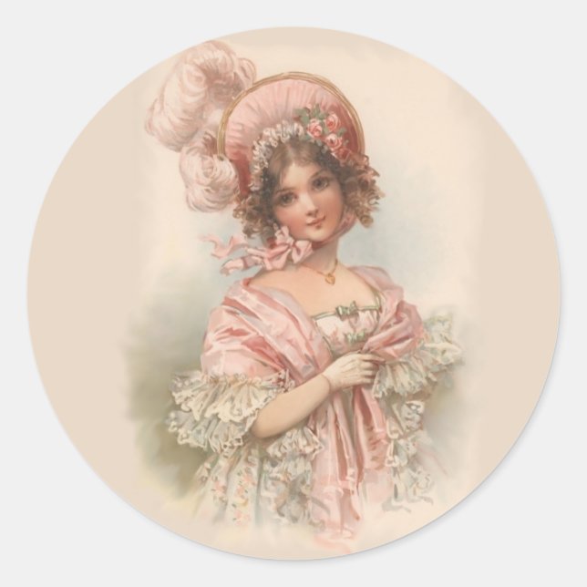 Sticker Rond Joli en rose (Devant)