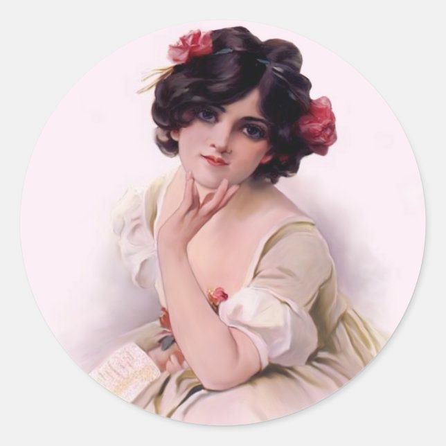 Sticker Rond Joli En Rose (Devant)